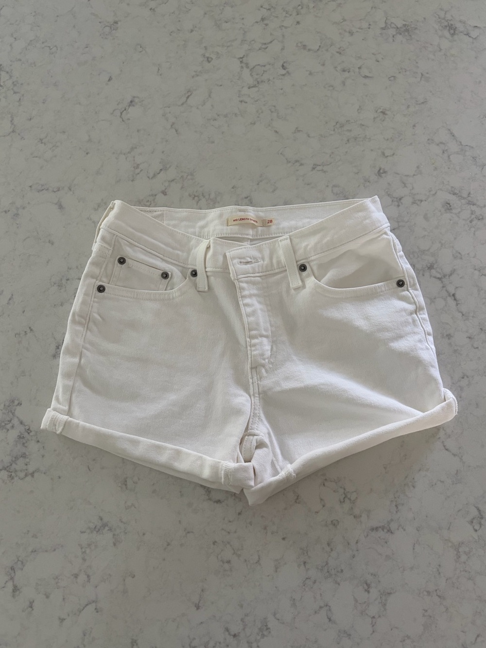 White Levi Jean Shorts
